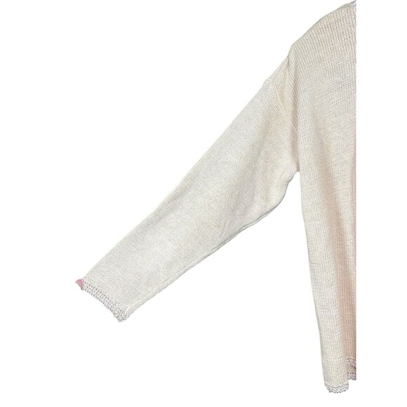 Vintage 1990s Women's PM Chunky Knit Cardigan Romantic Embroidered Granny Y2K - Picture 12 of 12
